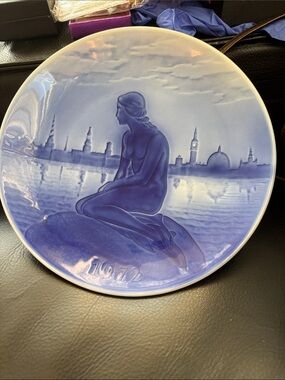 Vintage Little Mermaid Danish Ceramic Old Copenhagen Blue 3rd Edition